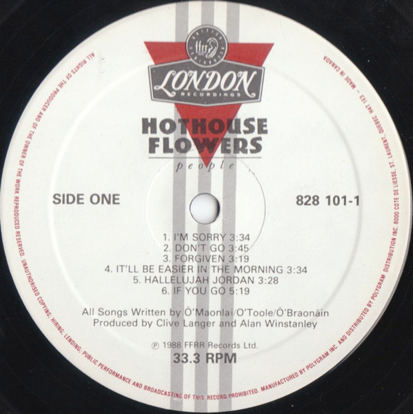 Hothouse Flowers - People | London Records (828 101-1) - 3 Hothouse Flowers - People | London Records (828 101-1) - 3