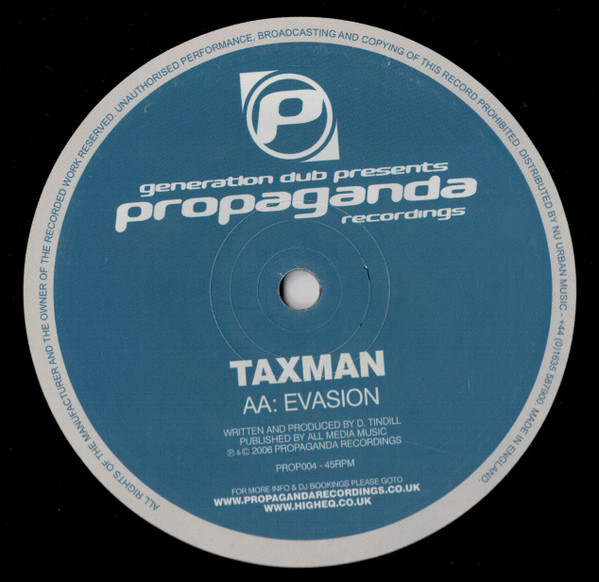 Taxman - The Rebate (G Dub Remix) / Evasion | Propaganda Recordings (PROP004) - main