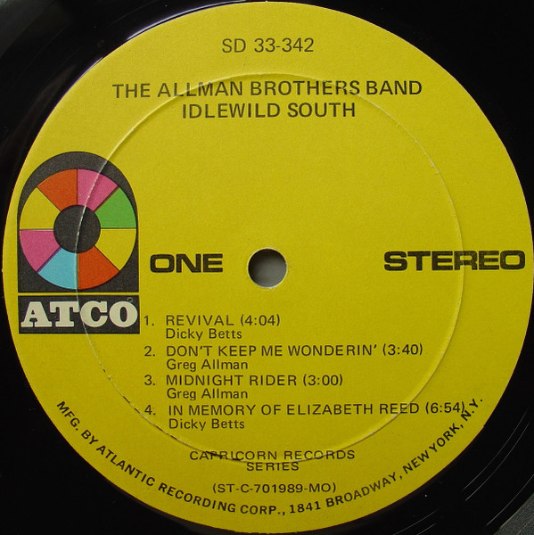 The Allman Brothers Band - Idlewild South | ATCO Records (SD 33-342) - 2 The Allman Brothers Band - Idlewild South | ATCO Records (SD 33-342) - 2