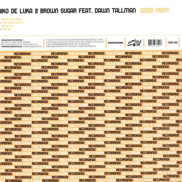 Niko De Luka And Brown Sugar Feat. Dawn Tallman - Good Night | Milk & Sugar Recordings (MSR 109) - 2