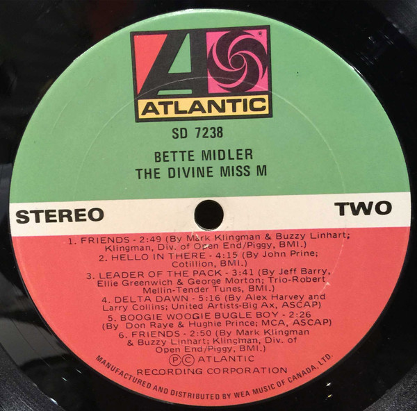 Bette Midler - The Divine Miss M | Atlantic (SD 7238) - 4