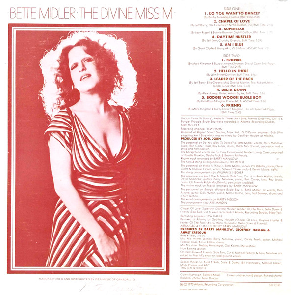 Bette Midler - The Divine Miss M | Atlantic (SD 7238) - 2