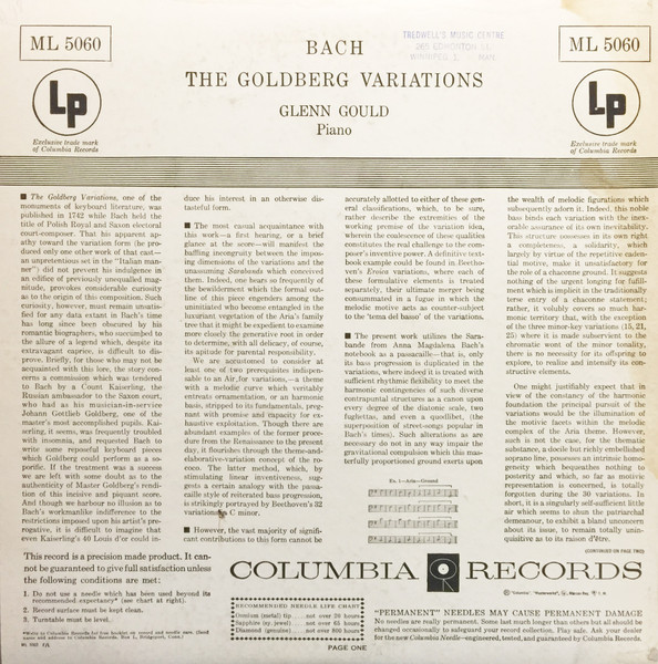 Johann Sebastian Bach / Glenn Gould - Bach: The Goldberg Variations | Columbia Masterworks (ML 5060) - 2 Johann Sebastian Bach / Glenn Gould - Bach: The Goldberg Variations | Columbia Masterworks (ML 5060) - 2