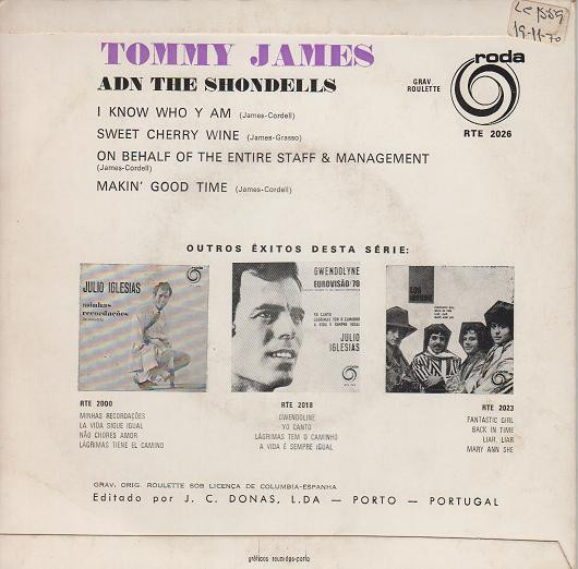 Tommy James & The Shondells - I Know Who Y Am / Sweet Cherry Wine | Roda (RTE 2026) - 2