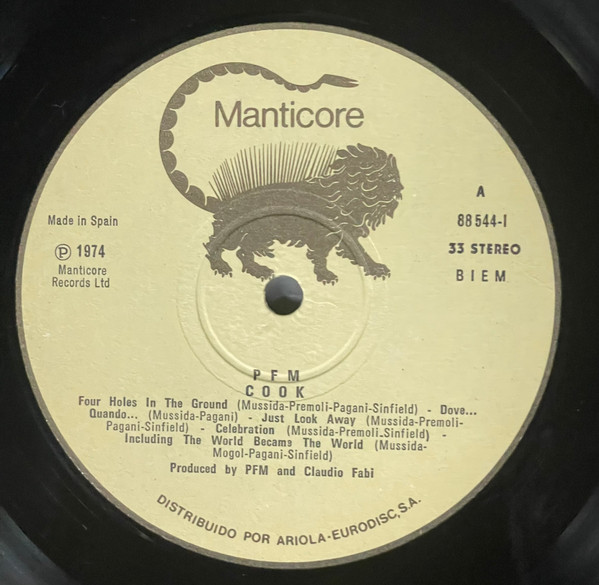 Premiata Forneria Marconi - Cook - Vinilo | Manticore (88544 I) - 3 Premiata Forneria Marconi - Cook - Vinilo | Manticore (88544 I) - 3