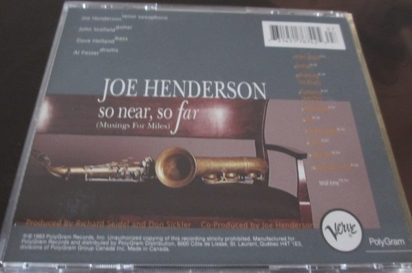 Joe Henderson - So Near, So Far (Musings For Miles) | Verve Records (314 517 674-2) - 3 Joe Henderson - So Near, So Far (Musings For Miles) | Verve Records (314 517 674-2) - 3