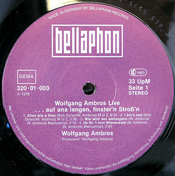Wolfgang Ambros - Live (...Auf Ana Langen, Finster'n Stroß'n) | Bellaphon (320·01·003) - 2 Wolfgang Ambros - Live (...Auf Ana Langen, Finster'n Stroß'n) | Bellaphon (320·01·003) - 2