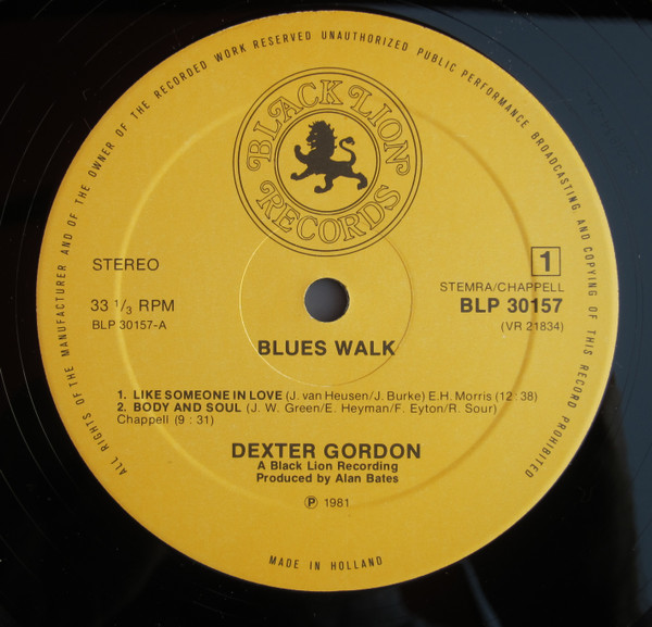 Dexter Gordon - Blues Walk! The Montmartre Collection Vol. II | Black Lion Records (BLP 30157) - 2 Dexter Gordon - Blues Walk! The Montmartre Collection Vol. II | Black Lion Records (BLP 30157) - 2