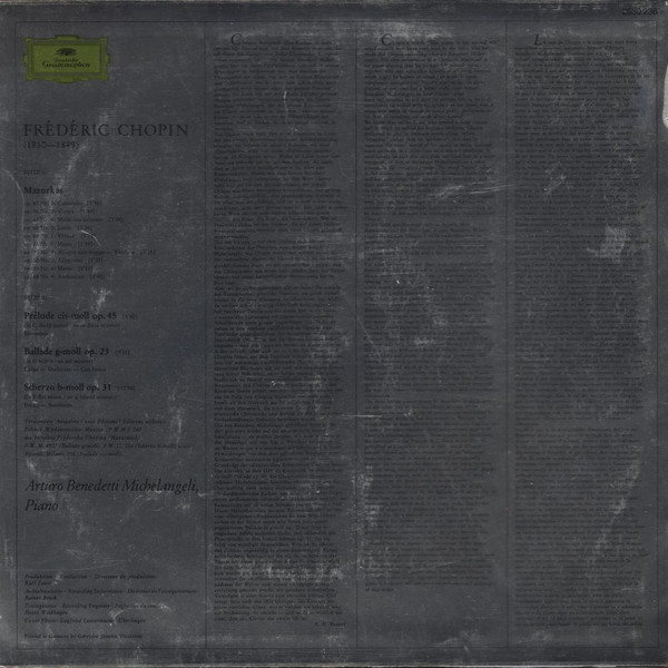 10 Mazurkas · Prélude Op. 45 · Ballade Op.23 · Scherzo Op. 31