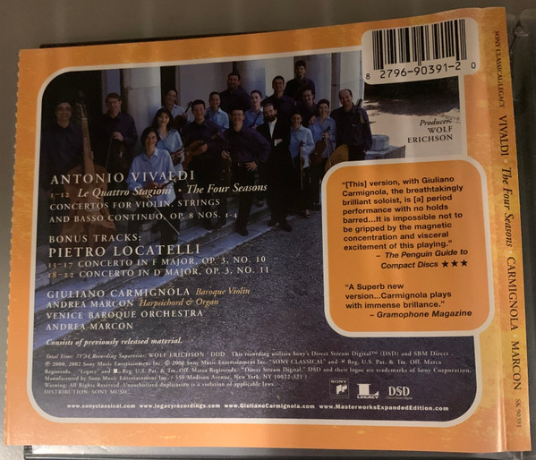 Antonio Vivaldi , Pietro Antonio Locatelli , Giuliano Carmignola , Venice Baroque Orchestra , Andrea Marcon - The Four Seasons • L'Arte Del Violino, Op. 3 - Concertos No. 10 And 11 | Sony Classical (SK 90391) - 2 Antonio Vivaldi , Pietro Antonio Locatelli , Giuliano Carmignola , Venice Baroque Orchestra , Andrea Marcon - The Four Seasons • L'Arte Del Violino, Op. 3 - Concertos No. 10 And 11 | Sony Classical (SK 90391) - 2
