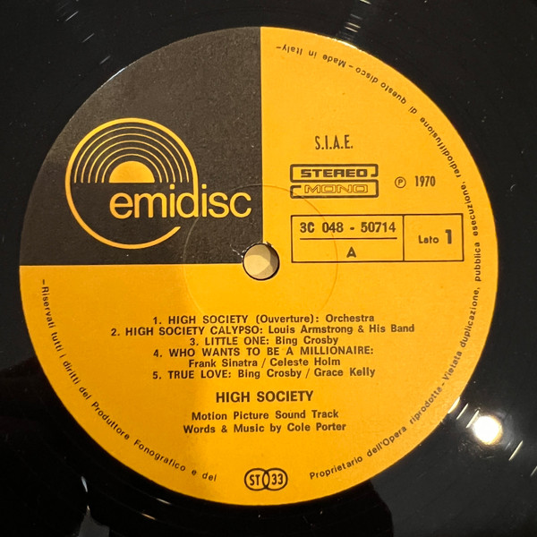 Louis Armstrong , Bing Crosby , Grace Kelly , Frank Sinatra - High Society (Alta Società) (Motion Picture Soundtrack) | Capitol Records (C 048 50714) - 3 Louis Armstrong , Bing Crosby , Grace Kelly , Frank Sinatra - High Society (Alta Società) (Motion Picture Soundtrack) | Capitol Records (C 048 50714) - 3