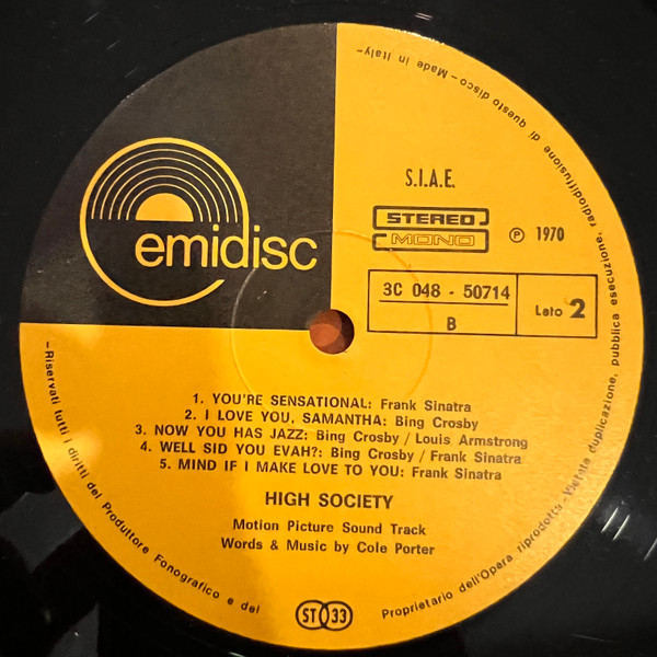 Louis Armstrong , Bing Crosby , Grace Kelly , Frank Sinatra - High Society (Alta Società) (Motion Picture Soundtrack) | Capitol Records (C 048 50714) - 4 Louis Armstrong , Bing Crosby , Grace Kelly , Frank Sinatra - High Society (Alta Società) (Motion Picture Soundtrack) | Capitol Records (C 048 50714) - 4