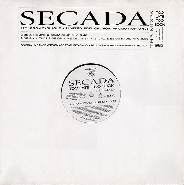 Jon Secada - Too Late, Too Soon | EMI Electrola (P 519.812) - 2 Jon Secada - Too Late, Too Soon | EMI Electrola (P 519.812) - 2