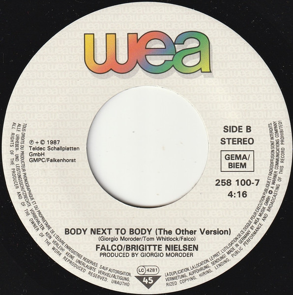 Falco Meets Brigitte Nielsen - Body Next To Body | WEA (258 100-7) - 4 Falco Meets Brigitte Nielsen - Body Next To Body | WEA (258 100-7) - 4