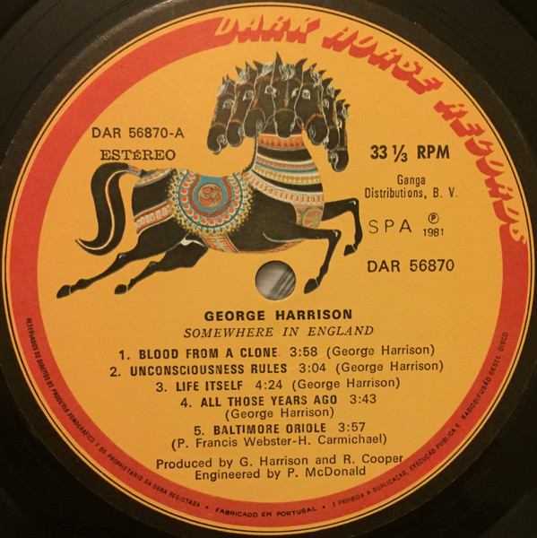 George Harrison - Somewhere In England | Dark Horse Records (DAR 56870) - 3 George Harrison - Somewhere In England | Dark Horse Records (DAR 56870) - 3