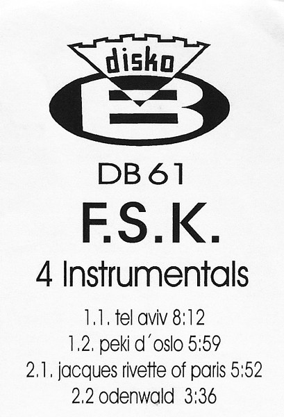 F.S.K. - 4 Instrumentals | Disko B (db  61) - 3