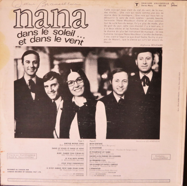 Nana Mouskouri - Dans Le Soleil Et Dans Le Vent | Fontana (885.558) - 2 Nana Mouskouri - Dans Le Soleil Et Dans Le Vent | Fontana (885.558) - 2