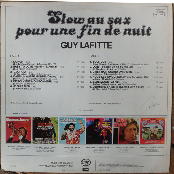 Guy Lafitte - Slow Au Sax Pour Une Fin De Nuit | Music For Pleasure (2M 026-13.371) - 2
