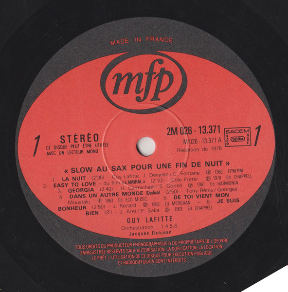Guy Lafitte - Slow Au Sax Pour Une Fin De Nuit | Music For Pleasure (2M 026-13.371) - 3