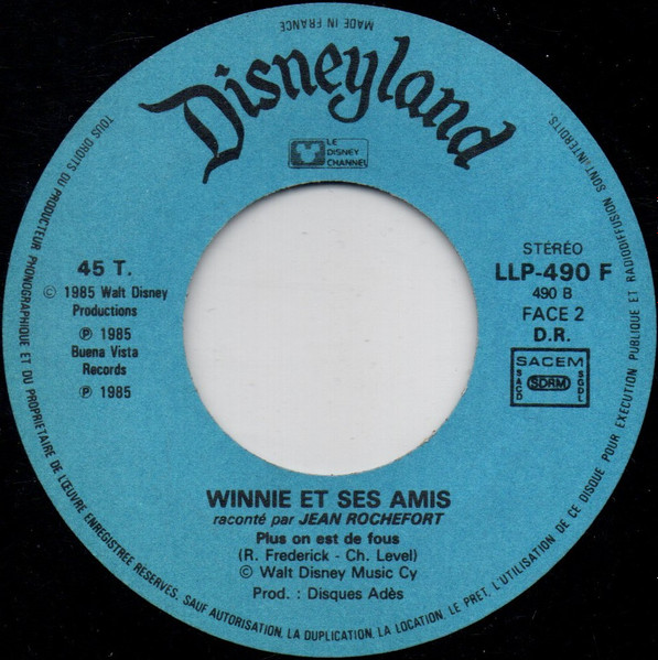 Jean Rochefort - Les Aventures De Winnie L'Ourson | Disneyland (LLP-490 F) - 4 Jean Rochefort - Les Aventures De Winnie L'Ourson | Disneyland (LLP-490 F) - 4
