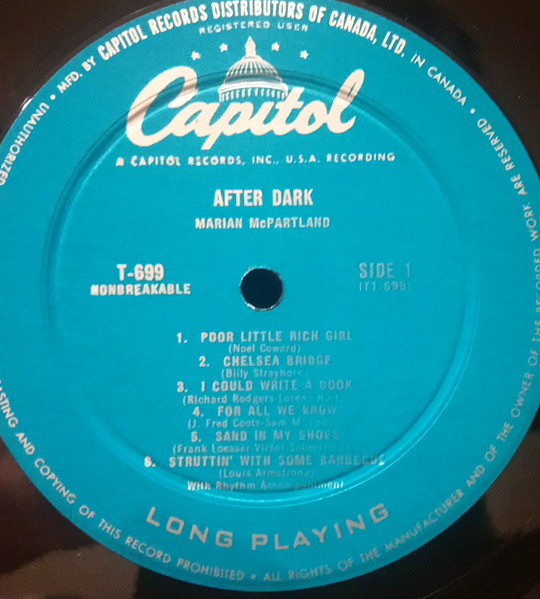 Marian McPartland - After Dark | Capitol Records (T 699) - 2 Marian McPartland - After Dark | Capitol Records (T 699) - 2