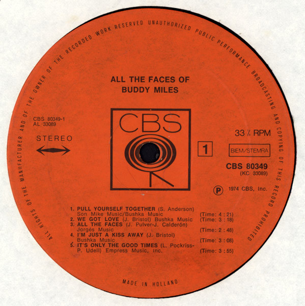 Buddy Miles - All The Faces Of Buddy Miles | CBS (CBS 80349) - 3 Buddy Miles - All The Faces Of Buddy Miles | CBS (CBS 80349) - 3