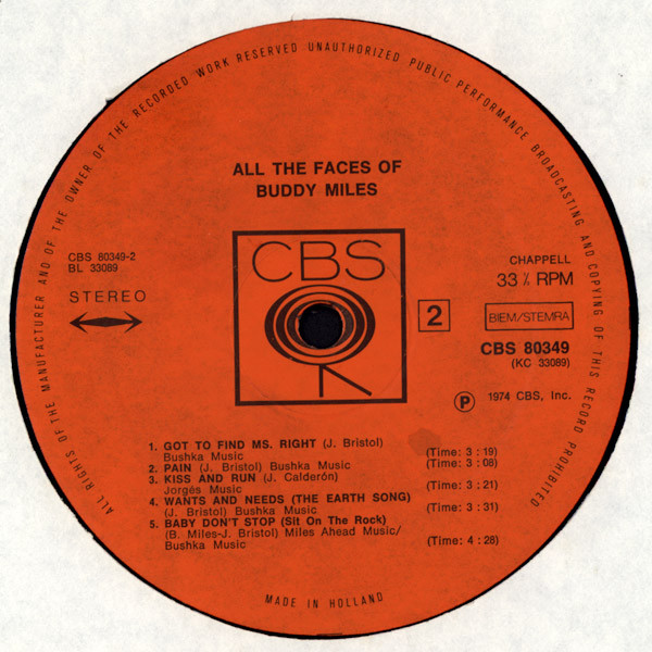 Buddy Miles - All The Faces Of Buddy Miles | CBS (CBS 80349) - 4 Buddy Miles - All The Faces Of Buddy Miles | CBS (CBS 80349) - 4