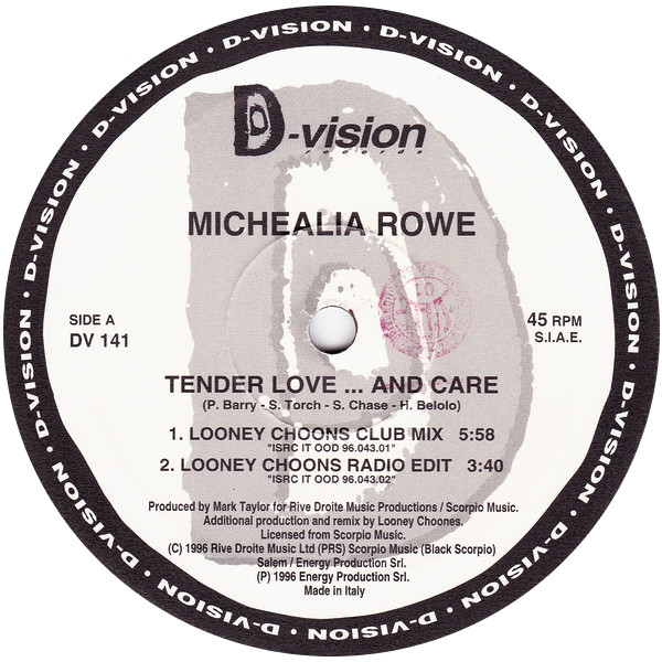 Michealia Rowe - Tender Love... And Care | D:vision Records (DV 141) - 2