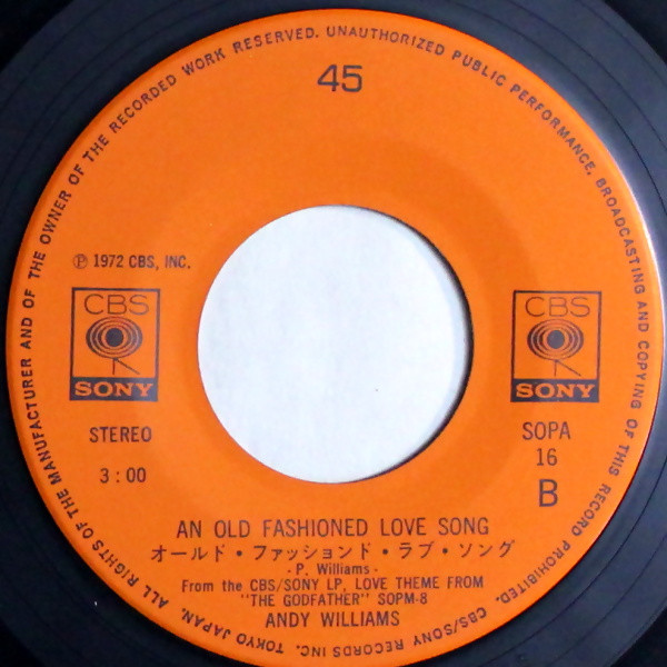 Andy Williams - ゴッド ファーザー = The Godfather | CBS/Sony (SOPA 16) - 4