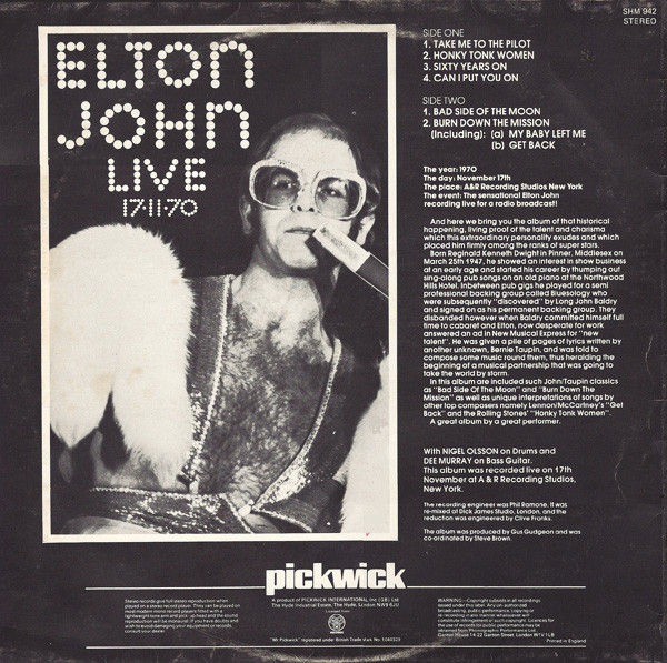 Elton John - 17-11-70 | Hallmark Records (SHM 942) - 2 Elton John - 17-11-70 | Hallmark Records (SHM 942) - 2
