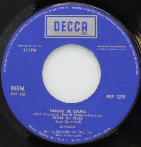 Simone de Oliveira - Aqueles Dias Felizes | Decca (PEP1270) - 2