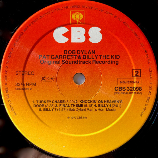 Bob Dylan - Pat Garrett & Billy The Kid | CBS (CBS 32098) - 4