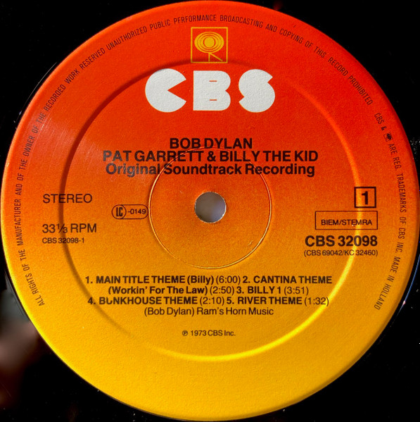 Bob Dylan - Pat Garrett & Billy The Kid | CBS (CBS 32098) - 3