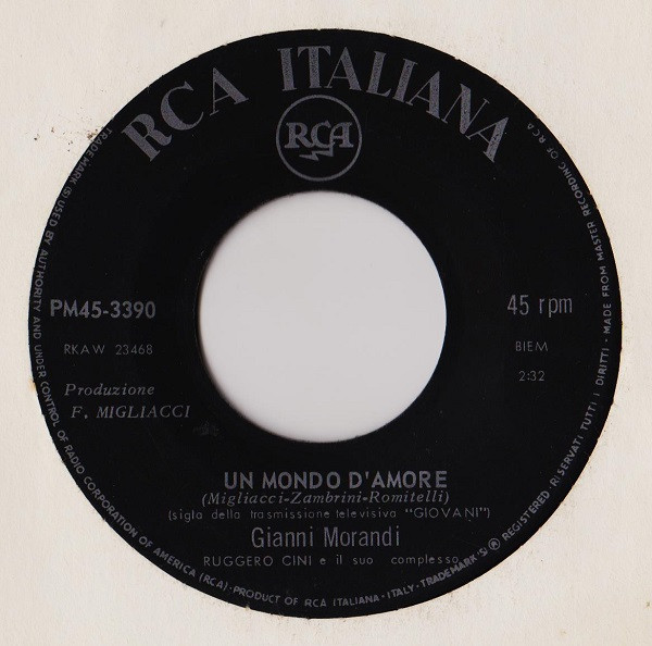 Gianni Morandi - Un Mondo D'Amore | RCA Italiana (PM45 3390) - 3