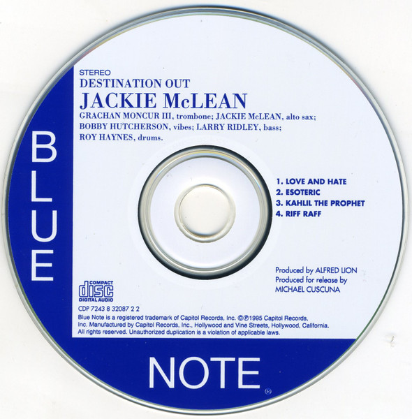 Jackie McLean - Destination Out | Blue Note (CDP 7243 8 32087 2 2) - 3