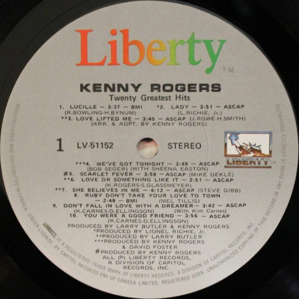 Kenny Rogers - Twenty Greatest Hits | Liberty (LV-51152) - 3