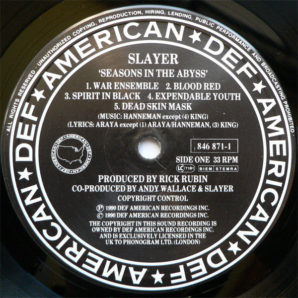 Slayer - Seasons In The Abyss | Def American Recordings (846 871-1) - 4 Slayer - Seasons In The Abyss | Def American Recordings (846 871-1) - 4