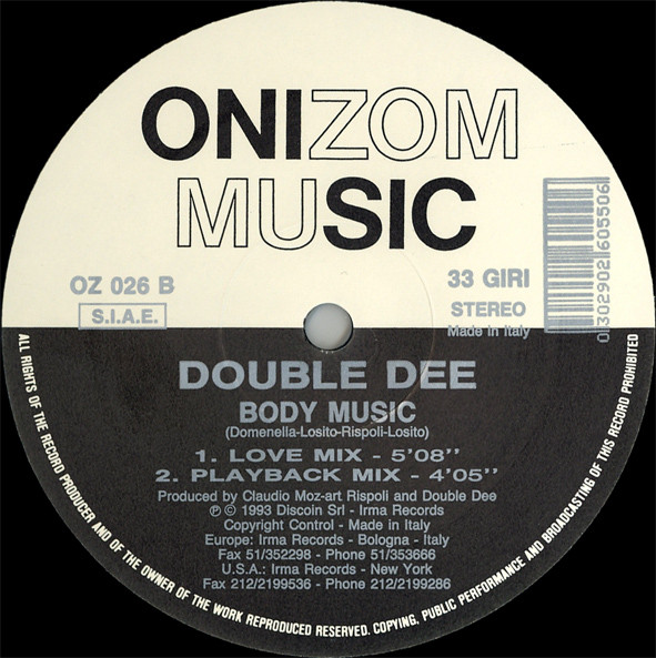 Double Dee - Body Music | Onizom Music (OZ 026) - 2
