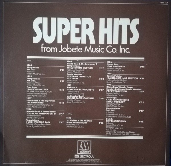 Various - Super Hits (From Jobete Music Company, Inc.) | Motown (F 666 904) - 2 Various - Super Hits (From Jobete Music Company, Inc.) | Motown (F 666 904) - 2