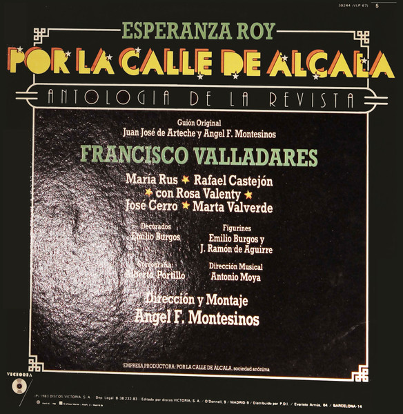 Esperanza Roy / Francisco Valladares - Antología De La Revista - Por La Calle De Alcalá | Victoria (VLP-67) - 2 Esperanza Roy / Francisco Valladares - Antología De La Revista - Por La Calle De Alcalá | Victoria (VLP-67) - 2