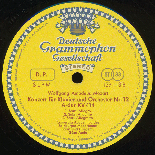 Wolfgang Amadeus Mozart , Camerata Academica Salzburg , Géza Anda - »Krönungskonzert« KV 537 Und Klavierkonzert A-dur KV 414 | Deutsche Grammophon (139 113 SLPM) - 4