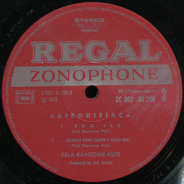 Fela Kuti & Africa 70 - Afrodisiac | Regal Zonophone (2 C 062-81290) - 4