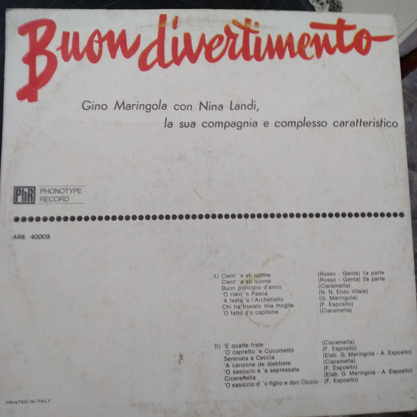 Gino Maringola con Nina Landi - Buon Divertimento | Phonotype Record (ARB 40003) - 2 Gino Maringola con Nina Landi - Buon Divertimento | Phonotype Record (ARB 40003) - 2