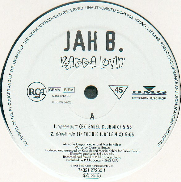 Jah B. - Ragga Lovin' | RCA (74321 27260 1)