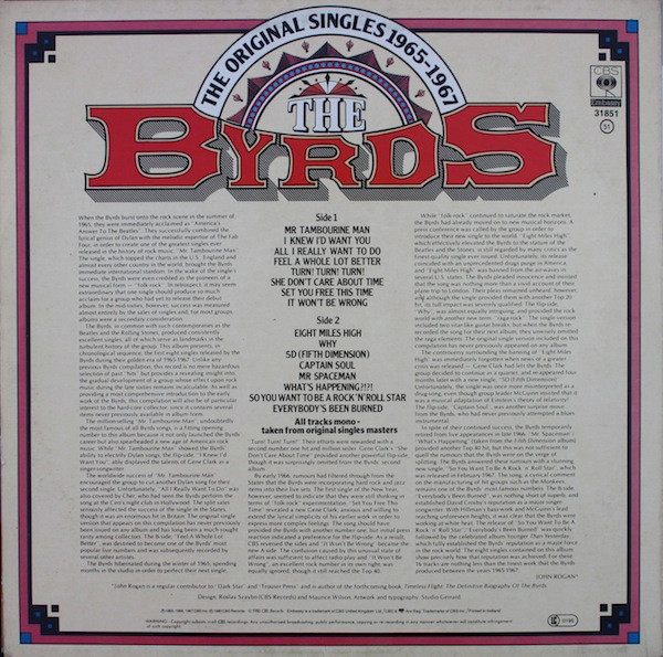 The Byrds - The Original Singles 1965-1967 Volume 1 | CBS (31851) - 2