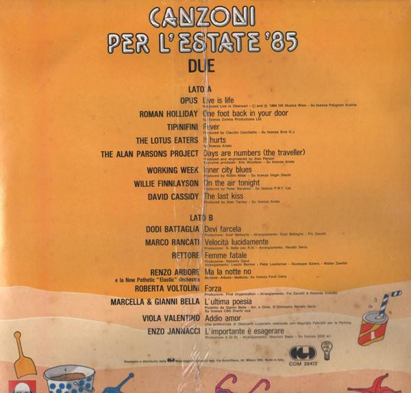 Various - Canzoni Per L'Estate '85 Due | CGD (COM 20472) - 2