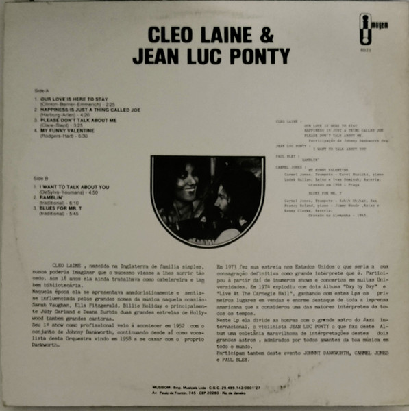 Cleo Laine & Jean-Luc Ponty - Cleo Laine & Jean-Luc Ponty | Imagem (8021) - 2