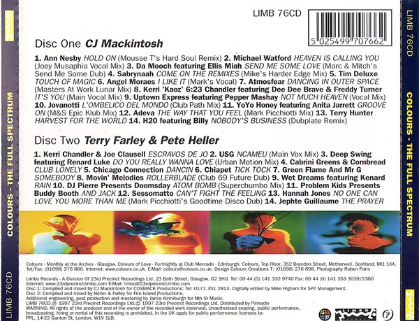 CJ Mackintosh / Heller & Farley - Colours - The Full Spectrum | Limbo Records (LIMB 76CD) - 2