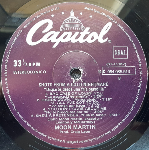 Moon Martin - Shots From A Cold Nightmare | Capitol Records (10 C 064 - 085.513) - 4