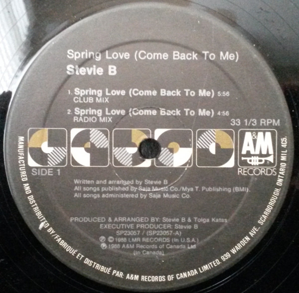 Stevie B - Spring Love (Come Back To Me) | A&M Records (SP 23057)